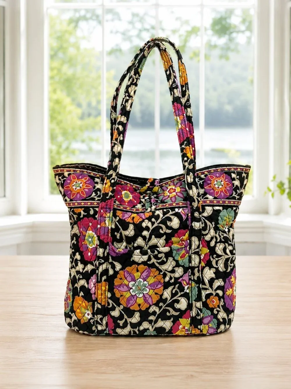 Vera Bradley Suzani Laura Floral Cinch Bag Retired Shoulder Tote Purse Bag 17x14
